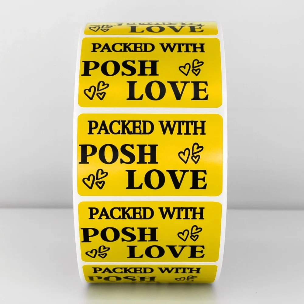 Packed With Posh Love Stickers | Purple Labels for Poshmark Packaging